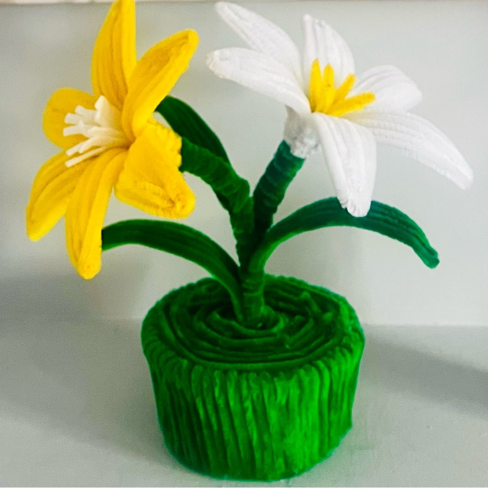 Yellow and White Flower Sculpture